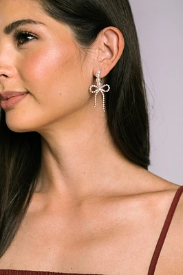 Fatima Pearl Hoop with Bow Earrings