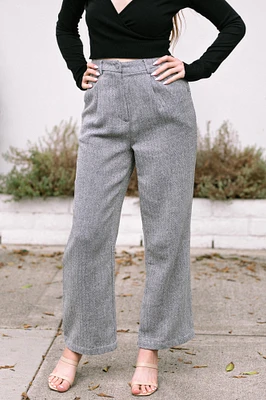 Abigail Herringbone Woven Trousers