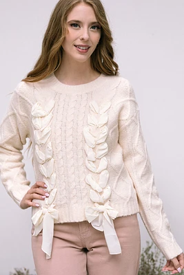 Cece Cable Knit Bow Sweater