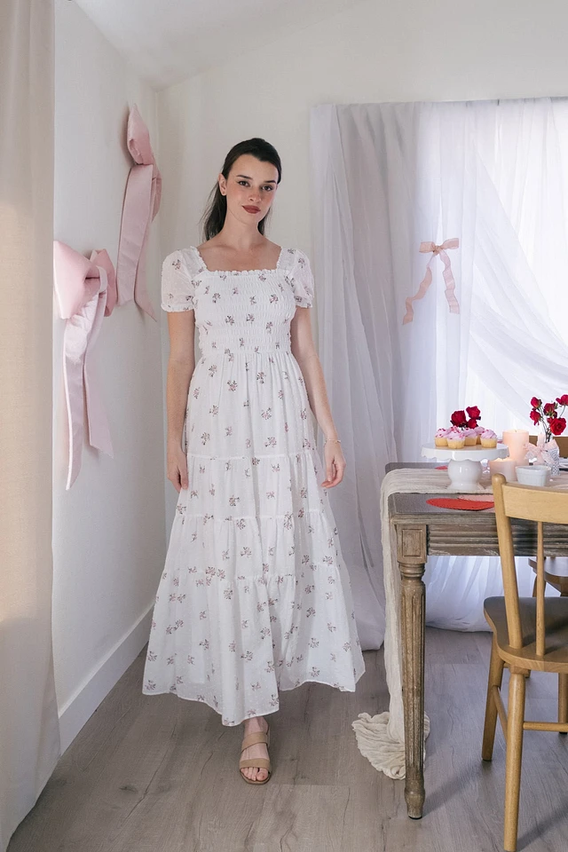 white christmas dresses Odella Off The Shoulder Smocked Maxi Dress - Off White Extra Large | Women's Online Boutique | Boho Chic Style main image 1