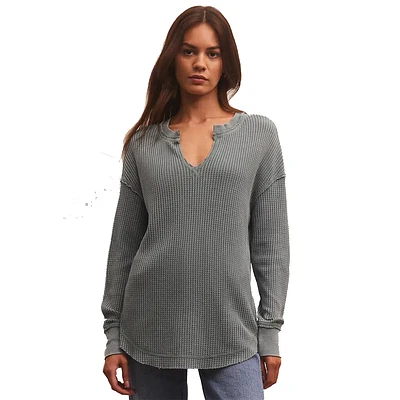 Z Supply Women's Driftwood thermal Long Sleeve Top