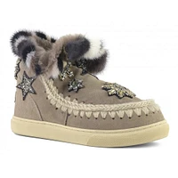 MOU Women's Eskimo Sneaker Star Patches & Mink Fur Trim