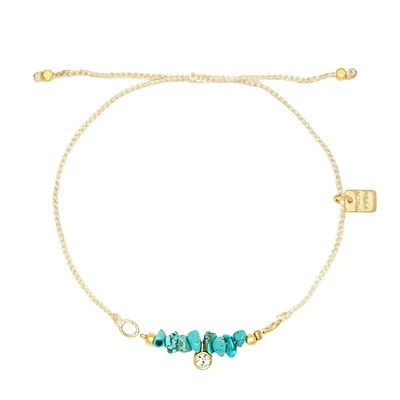 Pura Vida Dainty Turquise Gold Charm Bracelet