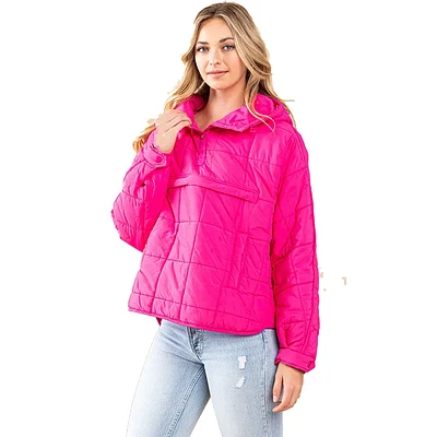 Women's Quilted Hooded Pullover