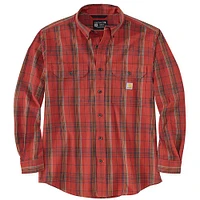 Men's Loose Fit Midweight Chambray Plaid Long-Sleeve Shirt