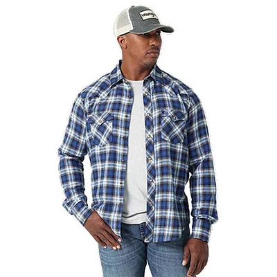 Men's Retro Western Snap Plaid Shirt