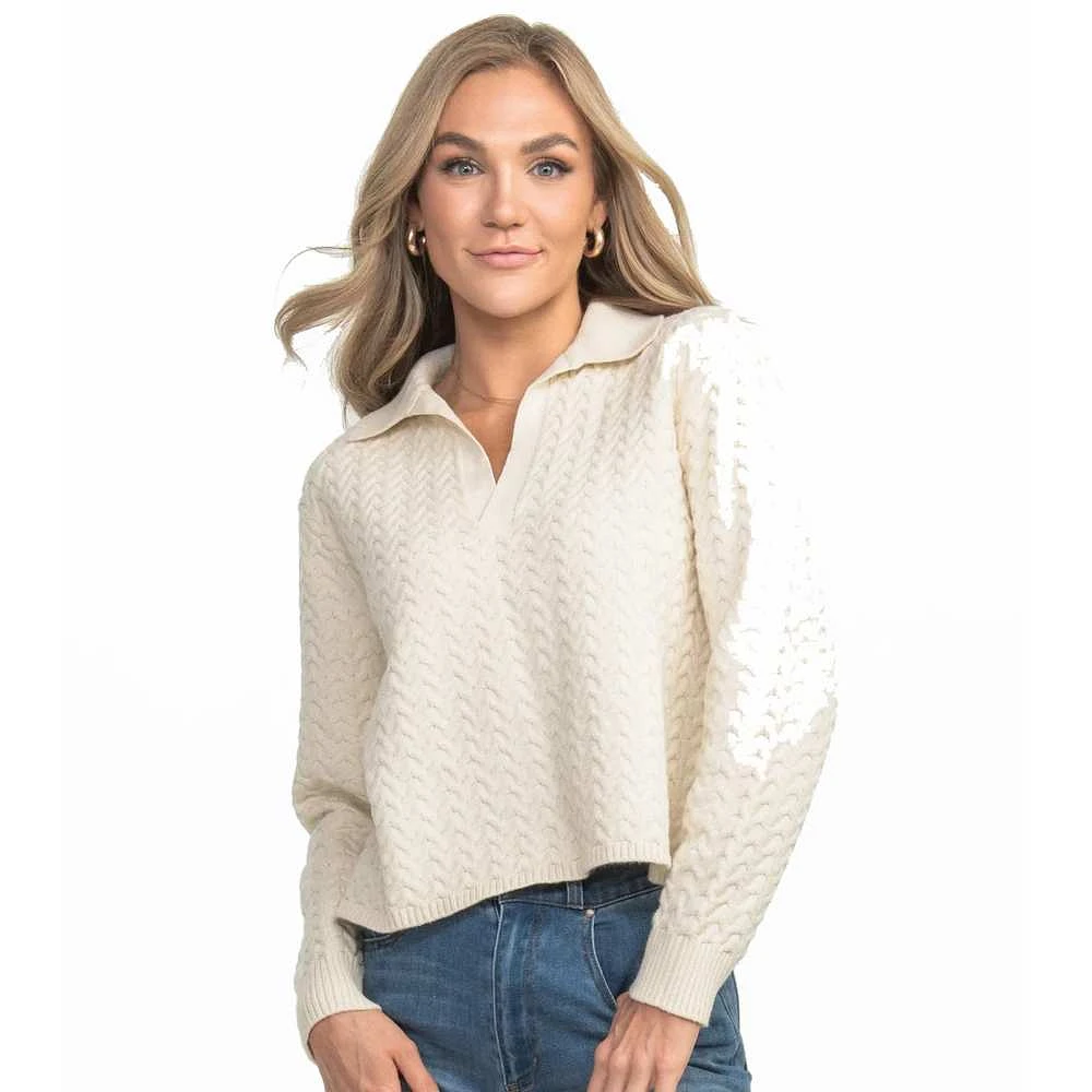 Southern Shirt Women's Textured Knit Polo Sweater