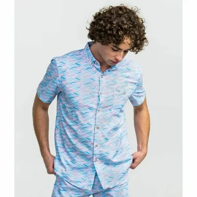 Men's Mosaic Waves Baja Shirt Short Sleeve