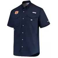 Auburn Tigers Columbia PFG Bonehead Short Sleeve Shirt - Navy