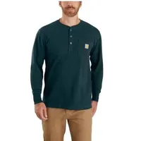 Men's Relaxed Fit Heavyweight Long-Sleeve Henley Pocket Thermal T-Shirt