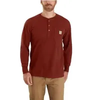 Men's Relaxed Fit Heavyweight Long-Sleeve Henley Pocket Thermal T-Shirt