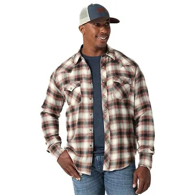 Men's Retro Western Snap Plaid Shirt