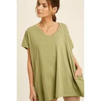 Women's Oversized Tunic Short Sleeve Top