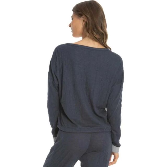 Barefoot Dreams Long Sleeve Scoop Neck Crinkled Jersey Knit Lounge Set