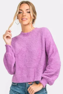 Women's Cropped Feather Knit Sweater