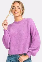Women's Cropped Feather Knit Sweater