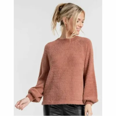 Women's Feather Knit Mockneck Sweater