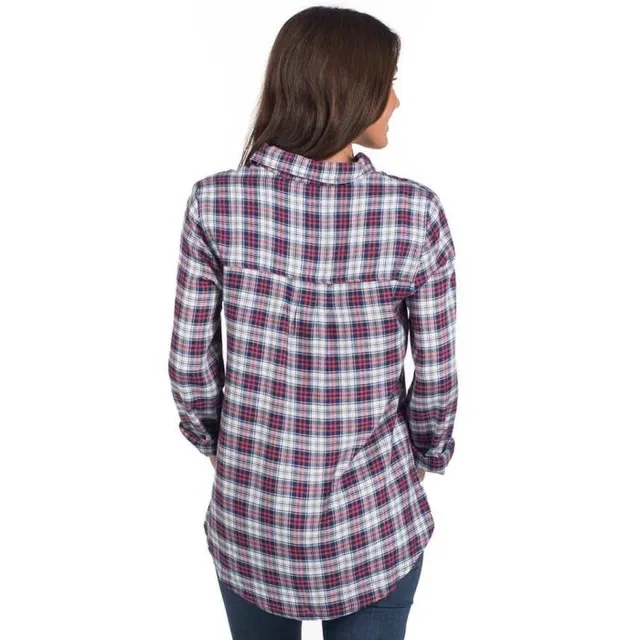 Women's Striped Half-Zip Roll-Tab Shirt