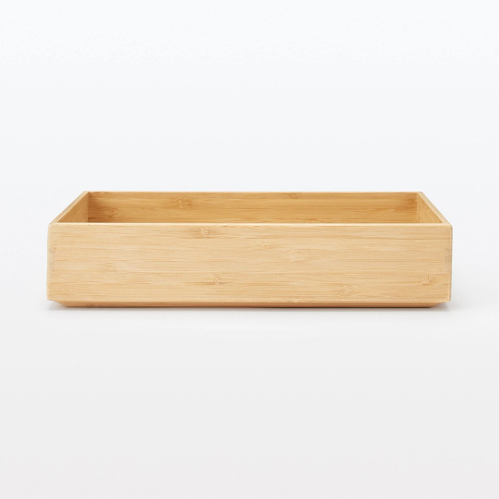Stackable Bamboo Organiser Box - Medium W17 x D26 x H5.5 cm