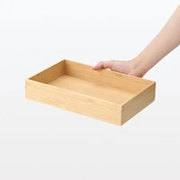 Stackable Bamboo Organiser Box - Medium W17 x D26 x H5.5 cm