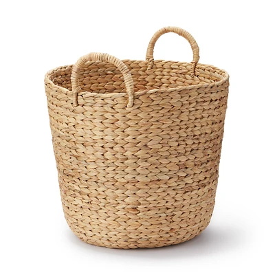 Water Hyacinth Basket with Handles - Round - Large Dia. 45 x H40 cm