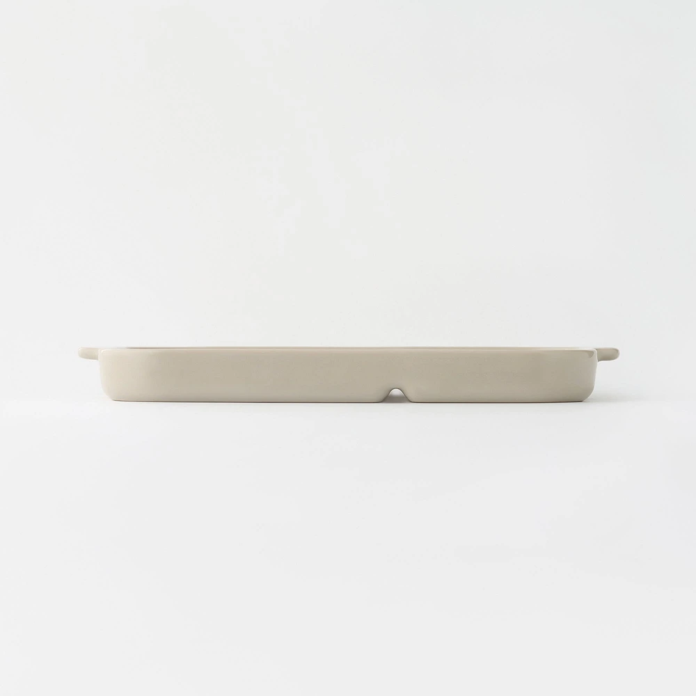 Stoneware Divided Plate - Grey Beige