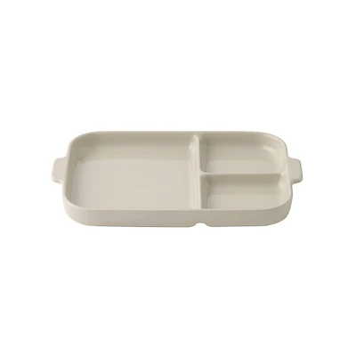 Stoneware Divided Plate - Grey Beige