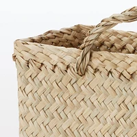 Seagrass Herringbone Basket with Handle - Large (W36 x D12.5 x H24 cm)