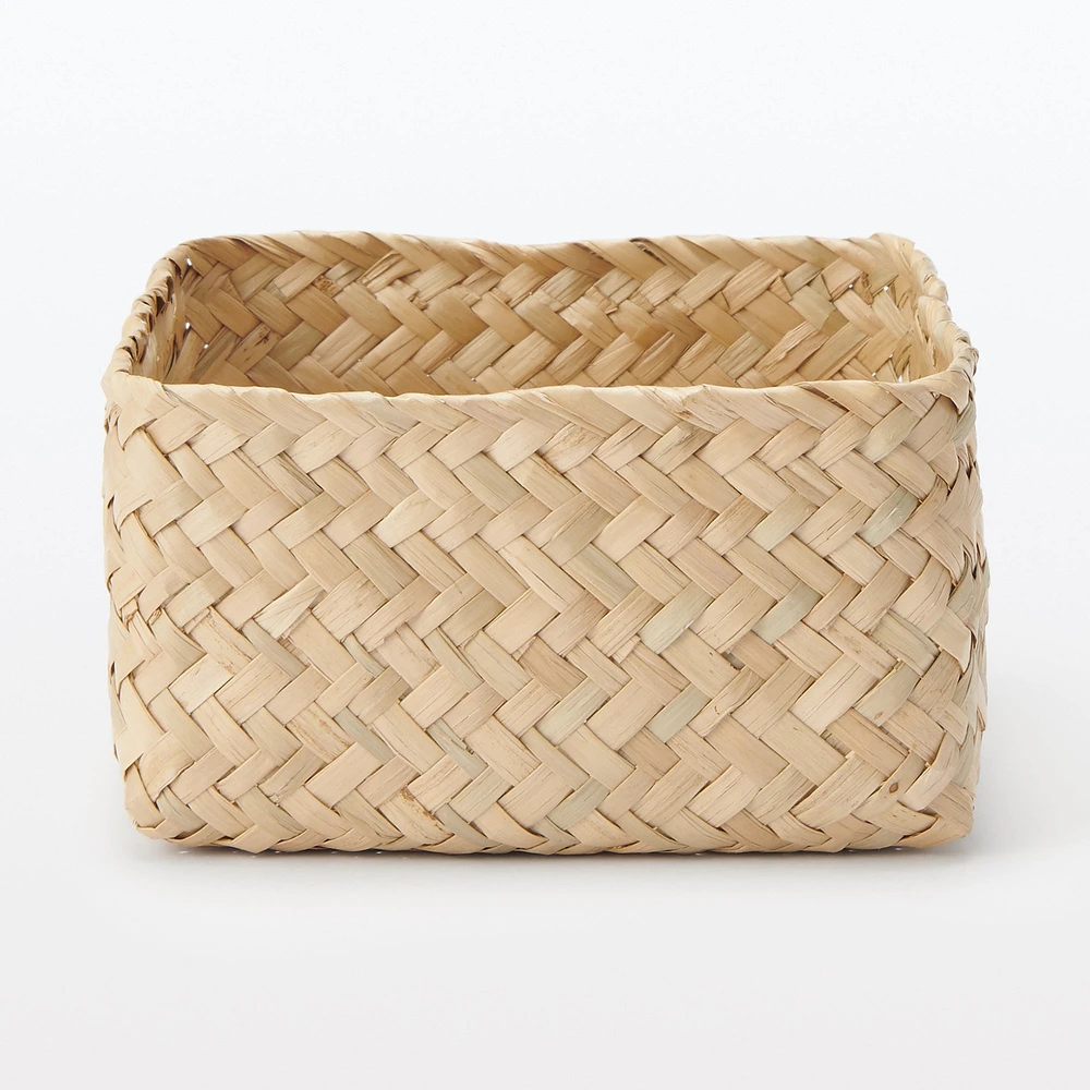 Seagrass Organiser Herringbone Rectangular Basket - Small (W12.5 x D15 x H7 cm)