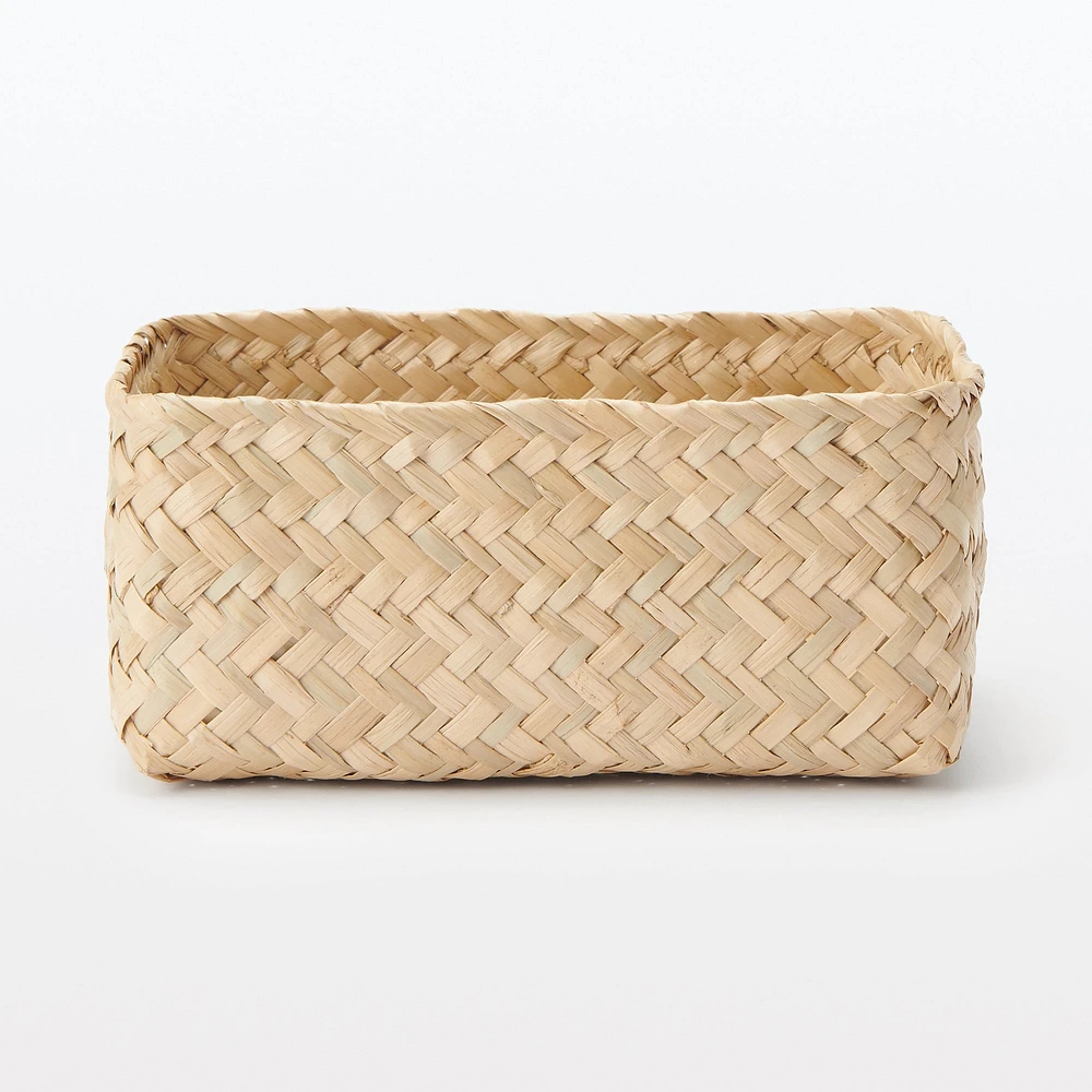 Seagrass Organiser Herringbone Rectangular Basket - Small (W12.5 x D15 x H7 cm)