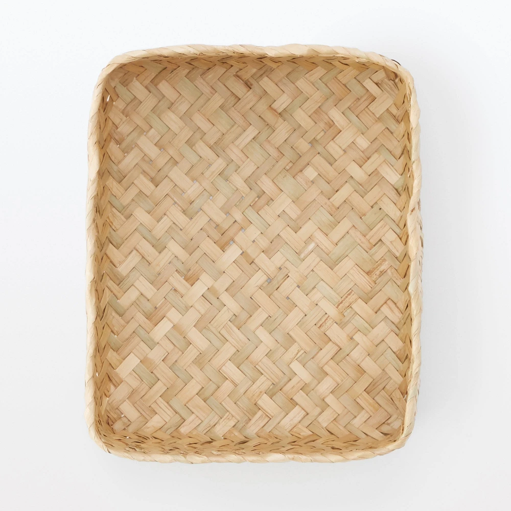 Seagrass Organiser Herringbone Rectangular Basket - Small (W12.5 x D15 x H7 cm)