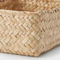Seagrass Organiser Herringbone Rectangular Basket - Small (W12.5 x D15 x H7 cm)