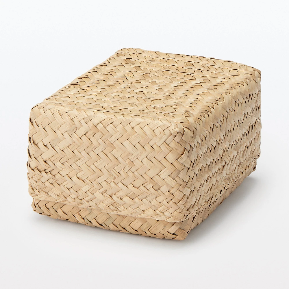 Seagrass Organiser Herringbone Rectangular Basket - Small (W12.5 x D15 x H7 cm)