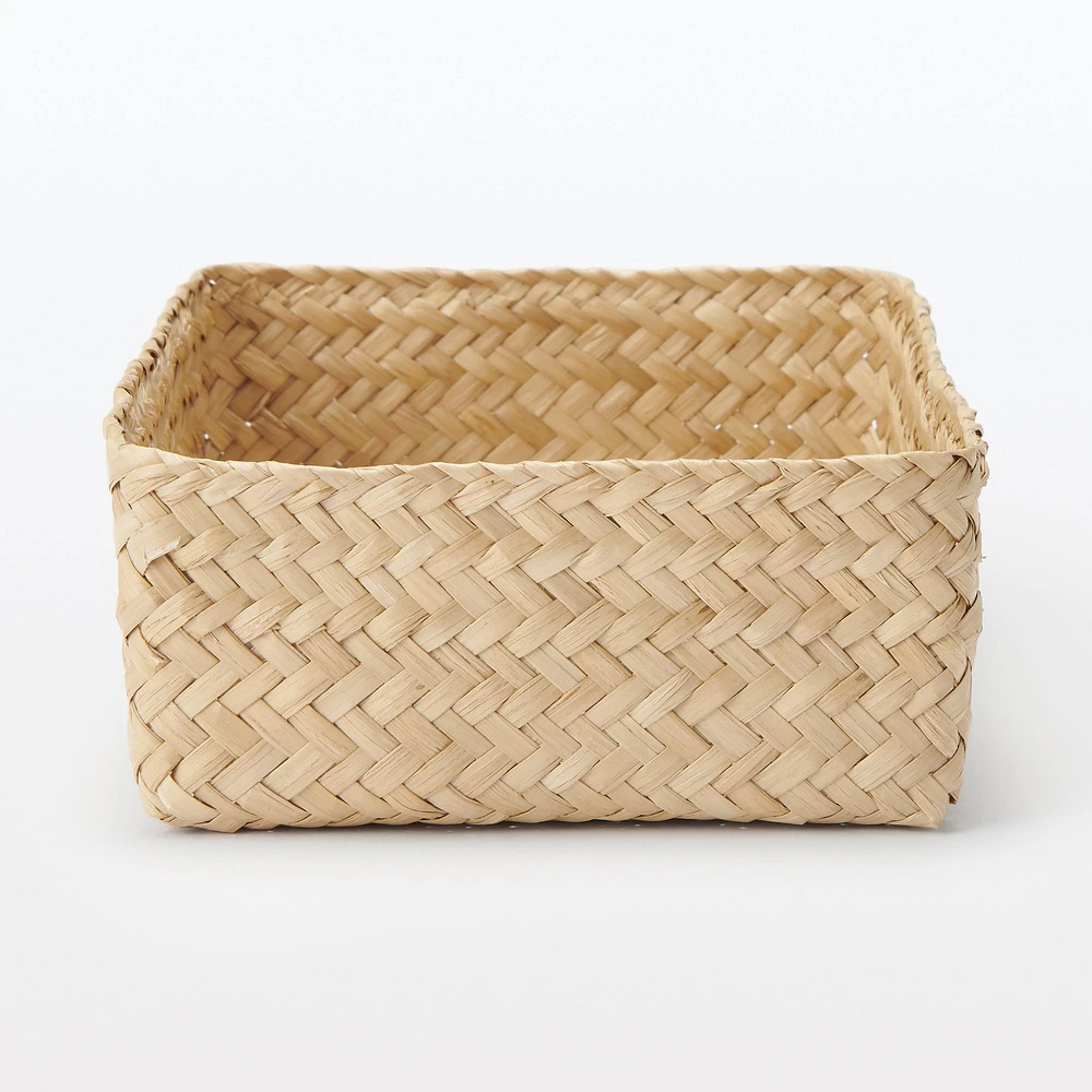 Seagrass Organiser Herringbone Rectangular Basket - Medium (W15 x D25 x H7 cm)
