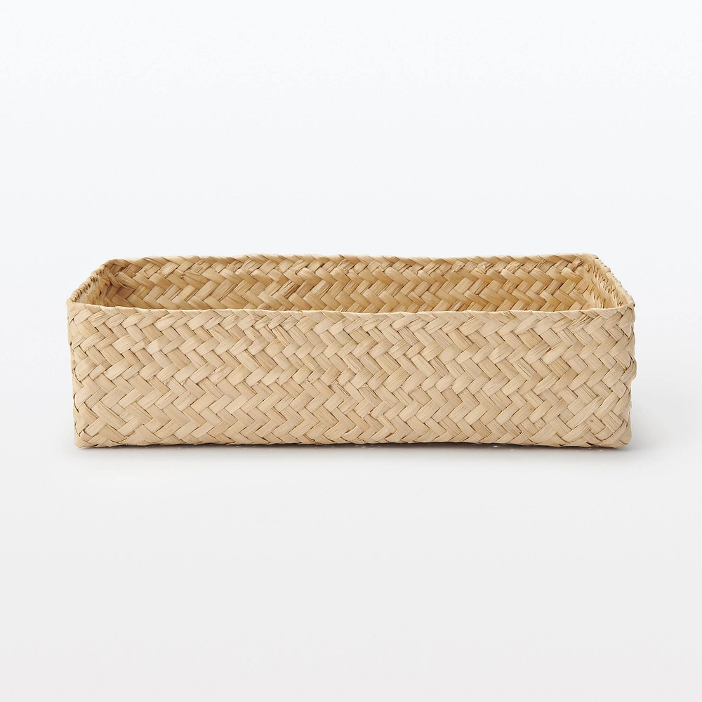 Seagrass Organiser Herringbone Rectangular Basket - Medium (W15 x D25 x H7 cm)