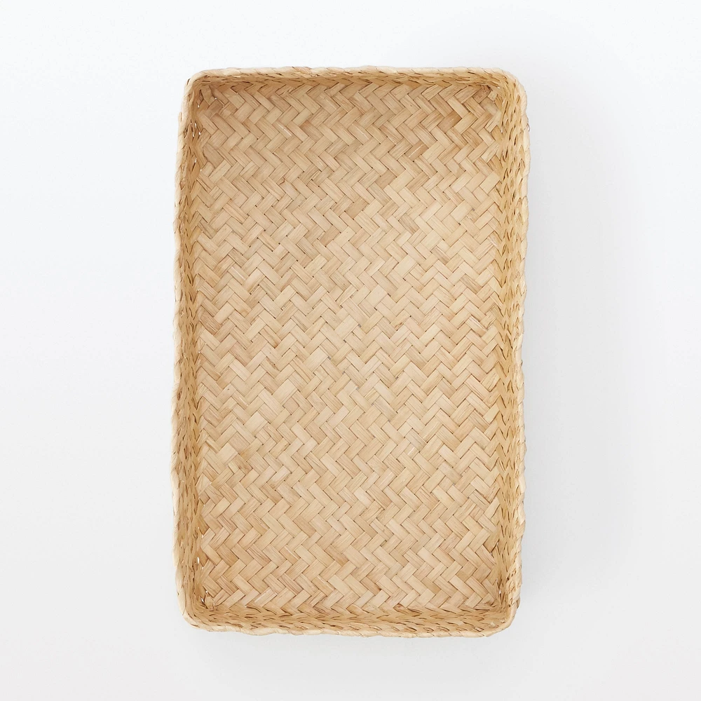 Seagrass Organiser Herringbone Rectangular Basket - Medium (W15 x D25 x H7 cm)
