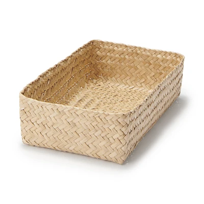 Seagrass Organiser Herringbone Rectangular Basket - Medium (W15 x D25 x H7 cm)