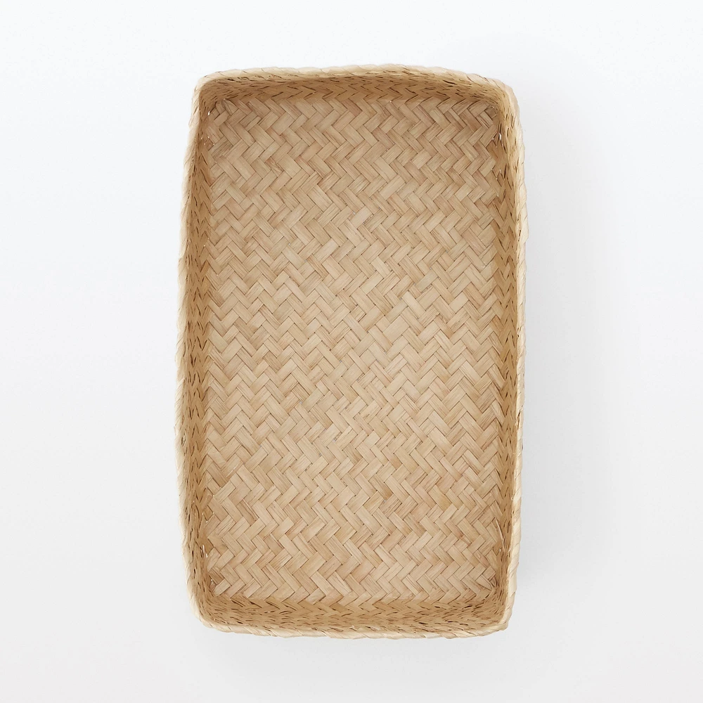 Seagrass Organiser Herringbone Rectangular Basket - Large (W15 x D25 x H12 cm)
