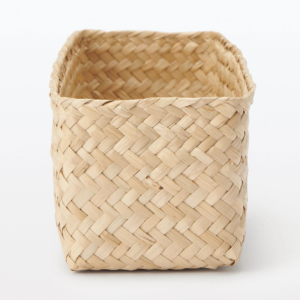 Seagrass Organiser Herringbone Rectangular Half Basket - Medium (W7.5 x D25 x H7 cm)