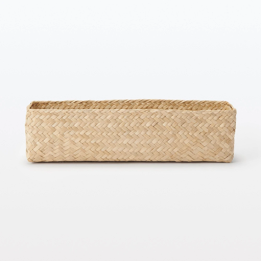Seagrass Organiser Herringbone Rectangular Half Basket - Medium (W7.5 x D25 x H7 cm)