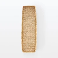 Seagrass Organiser Herringbone Rectangular Half Basket - Medium (W7.5 x D25 x H7 cm)