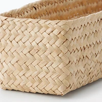 Seagrass Organiser Herringbone Rectangular Half Basket - Medium (W7.5 x D25 x H7 cm)