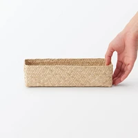 Seagrass Organiser Herringbone Rectangular Half Basket - Medium (W7.5 x D25 x H7 cm)