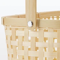 Bamboo Open Weave Basket with Handle - Medium (W25.5 x D18 x H24 cm)