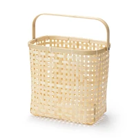 Bamboo Open Weave Basket with Handle - Medium (W25.5 x D18 x H24 cm)