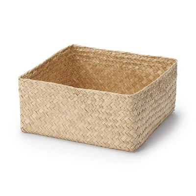 Seagrass Organiser Herringbone Square Basket (W25 x D25 x H12 cm)
