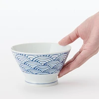 Hasami Ware Rice Bowl - Large Wave Pattern