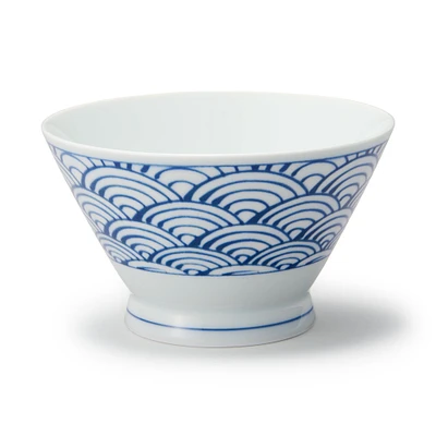 Hasami Ware Rice Bowl - Large Wave Pattern