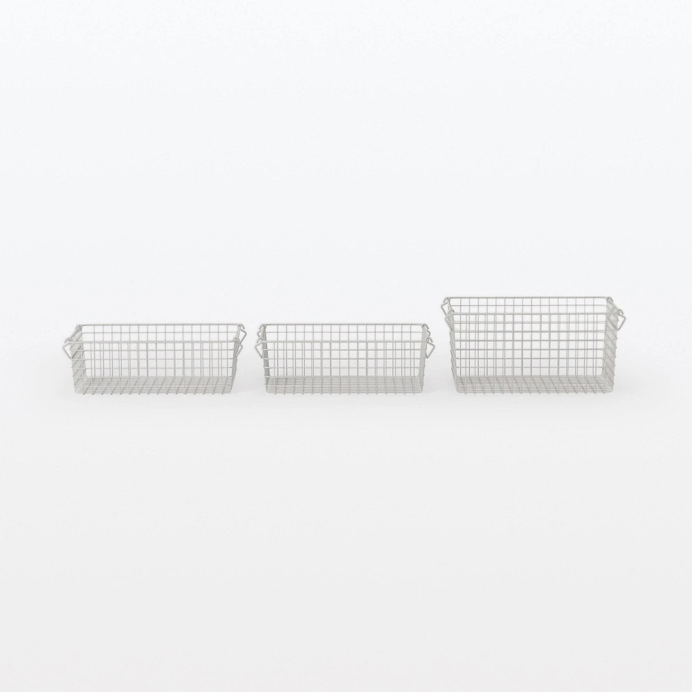 Steel Pipe Storage Rack Basket Set - Warm Grey