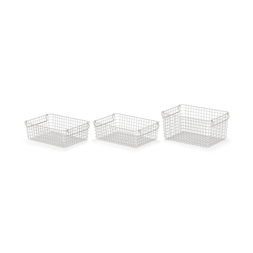 Steel Pipe Storage Rack Basket Set - Warm Grey